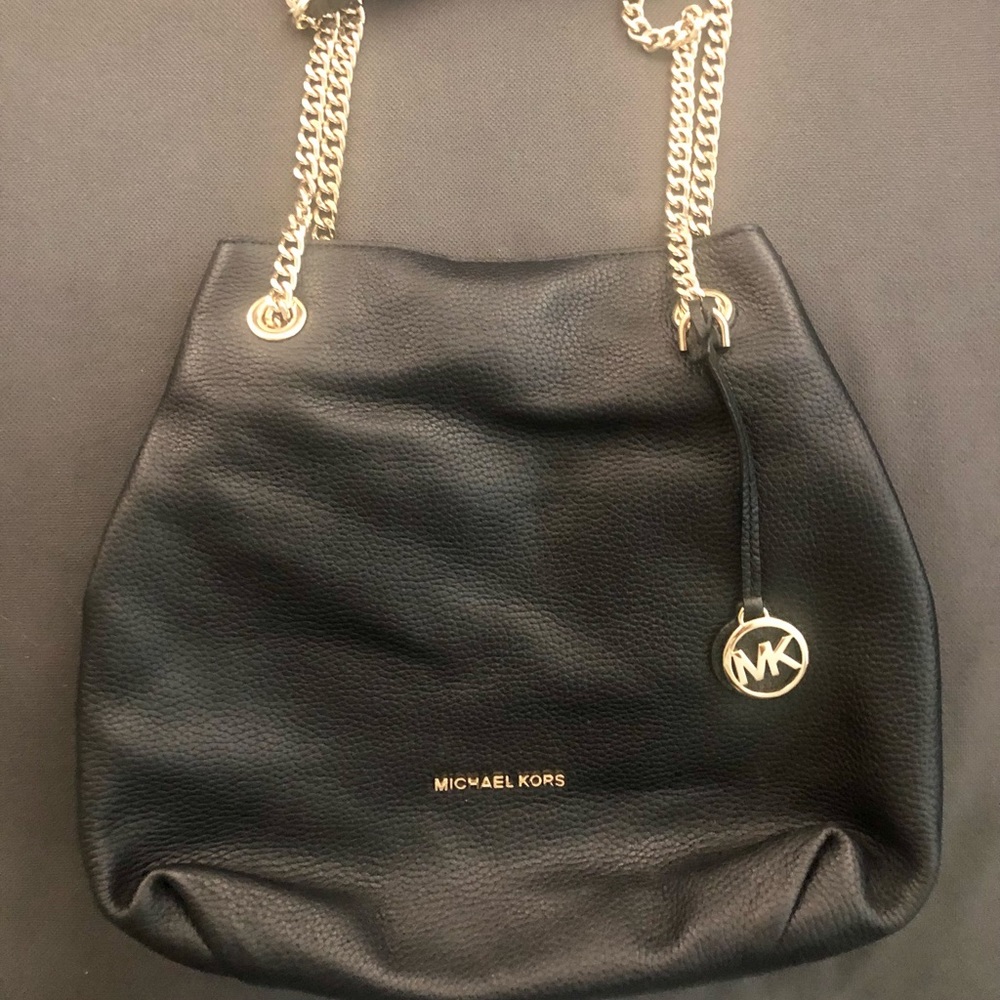 MK Black Purse w Gold Accent Chain